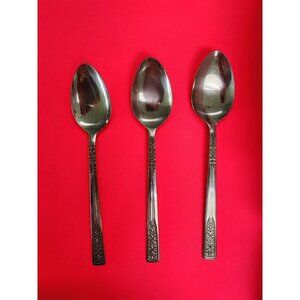 National Stainless Japan Fleur de Lys Groove Pattern Lot of 3 soup spoons